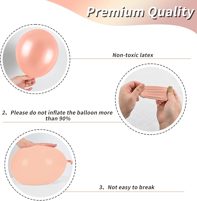 Rose Gold and Black Balloons Set, 12 inch Metallic Rose Gold Balloons Pearl Rose Gold Confetti Balloons Black Latex Balloons Party Balloons for Birthday Baby Shower Wedding Party Decorations