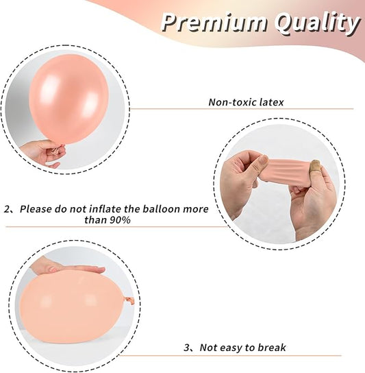 Rose Gold and Black Balloons Set, 12 inch Metallic Rose Gold Balloons Pearl Rose Gold Confetti Balloons Black Latex Balloons Party Balloons for Birthday Baby Shower Wedding Party Decorations