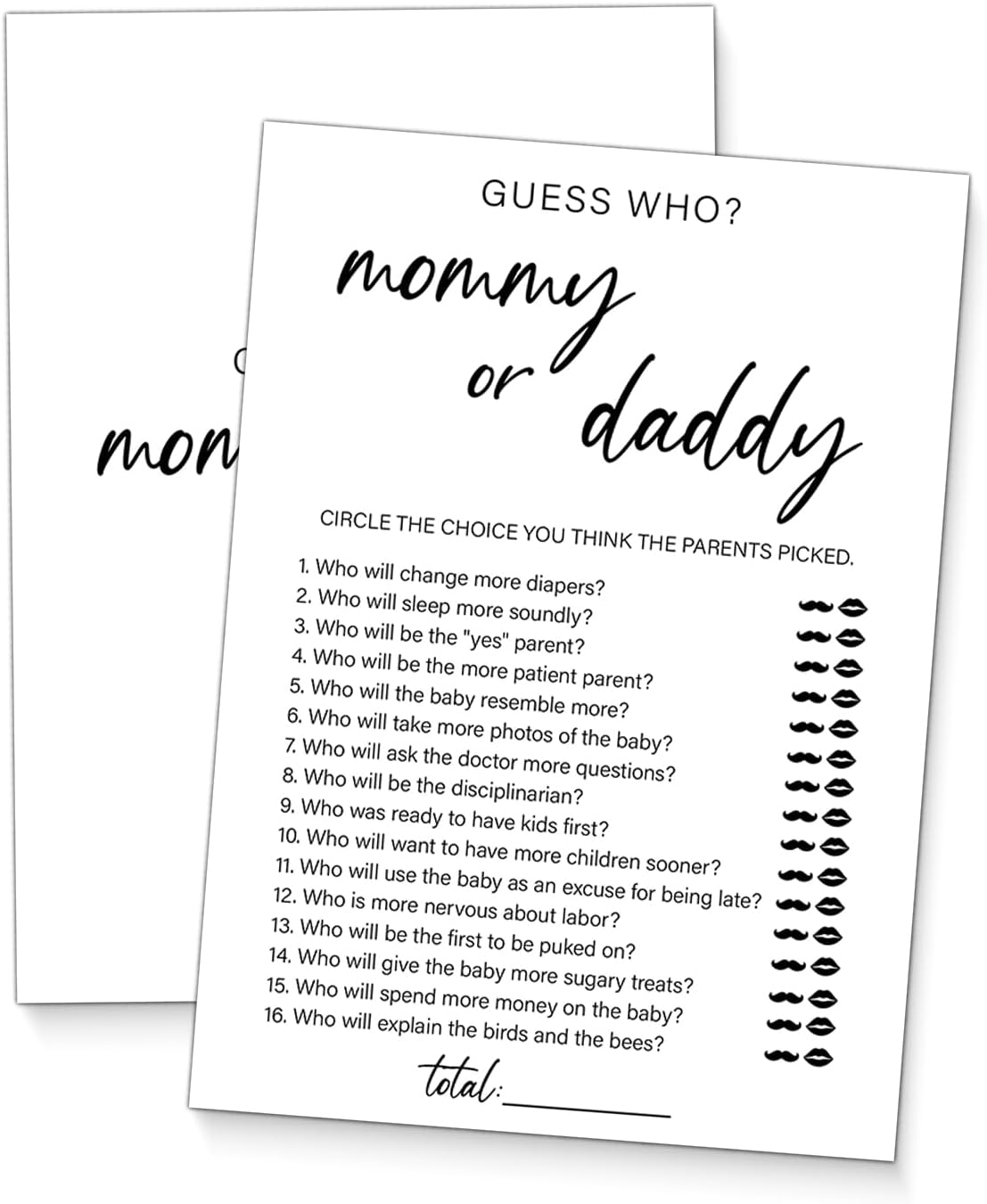 Guess Who Mommy or Daddy Baby Shower Games, 20 Minimalist Guess Who Game Cards, Gender Neutral Boy or Girl, Gender Reveal Games for Guests