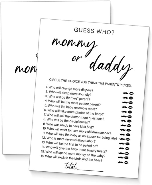 Guess Who Mommy or Daddy Baby Shower Games, 20 Minimalist Guess Who Game Cards, Gender Neutral Boy or Girl, Gender Reveal Games for Guests