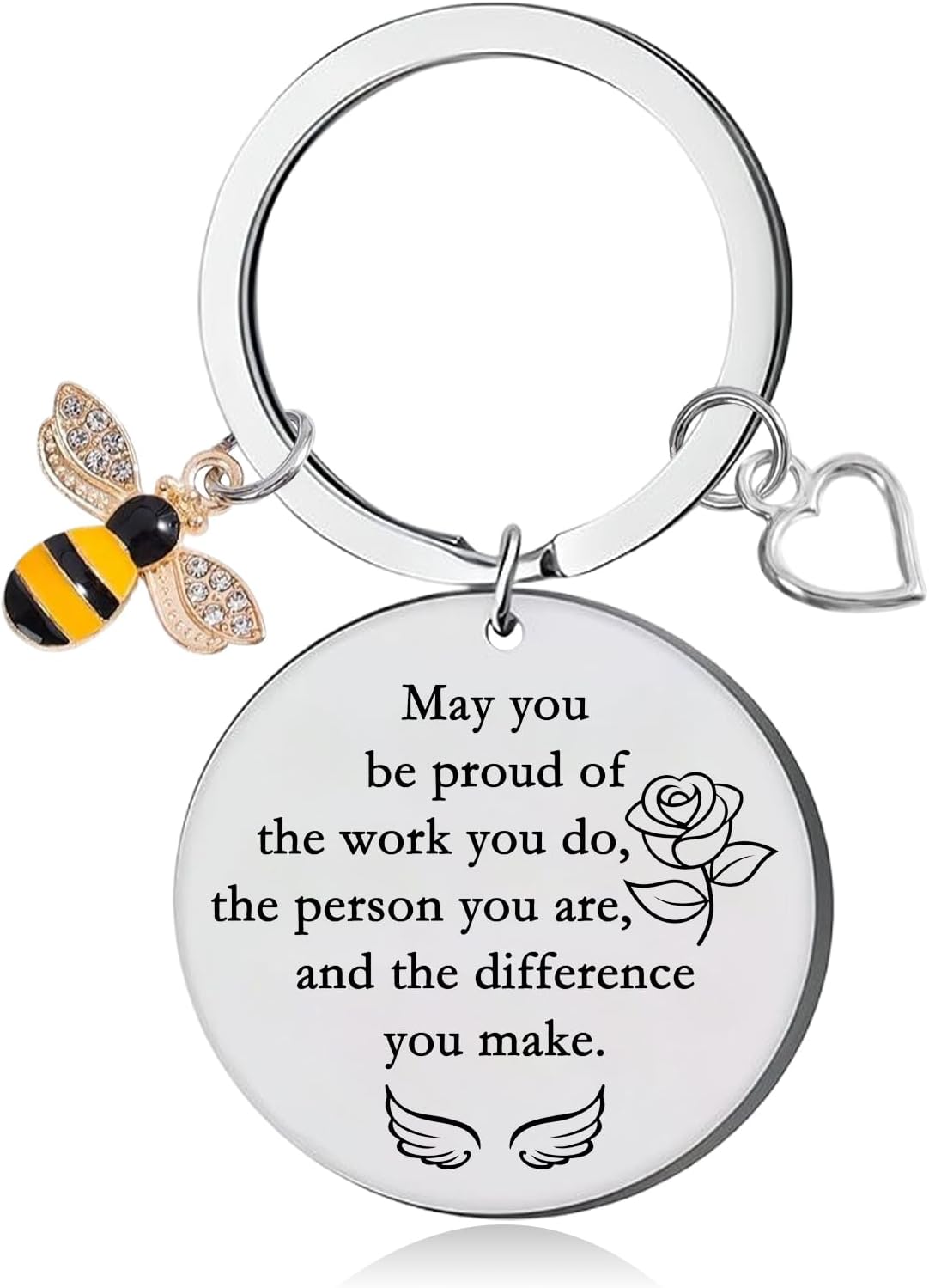 Bee Keychain, Teacher Appreciation Gifts for Women, Cute Bumble Bee Themed Inspirational Keyring Gifts for Teachers, Coworkers, Honey Lovers Key Chain