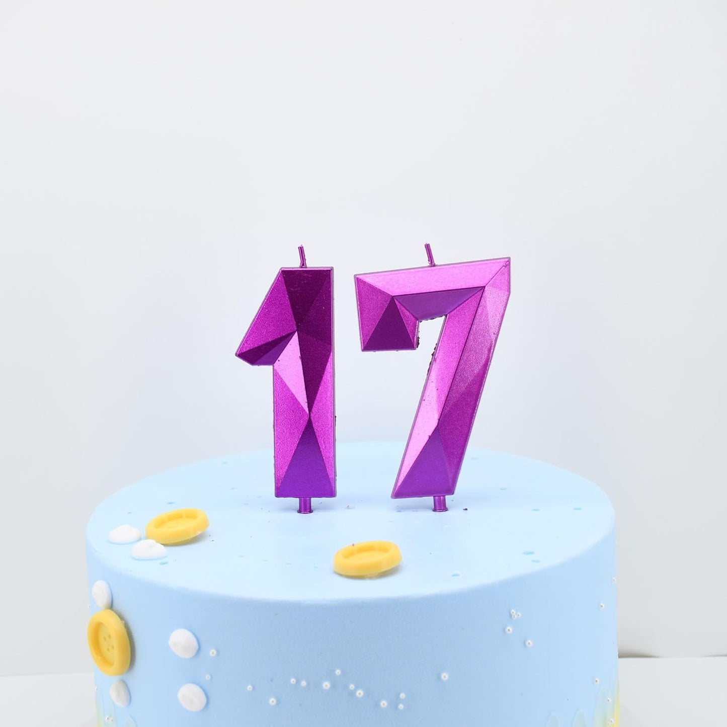 DERVENTA Large Birthday Candle Number 3D Purple 3.7 inch Party Celebration Anniversary Decoration Cake Topper 1 Piece (Number 14 Purple)