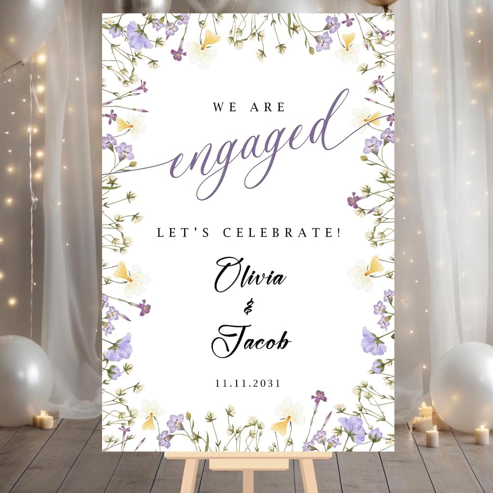 Personalized Engagement Welcome Sign – Minimalist Engagement Party Yard Sign – We’re Engaged Signs – Engagement Party Decorations for Couple - She Said Yes! (Version 13)