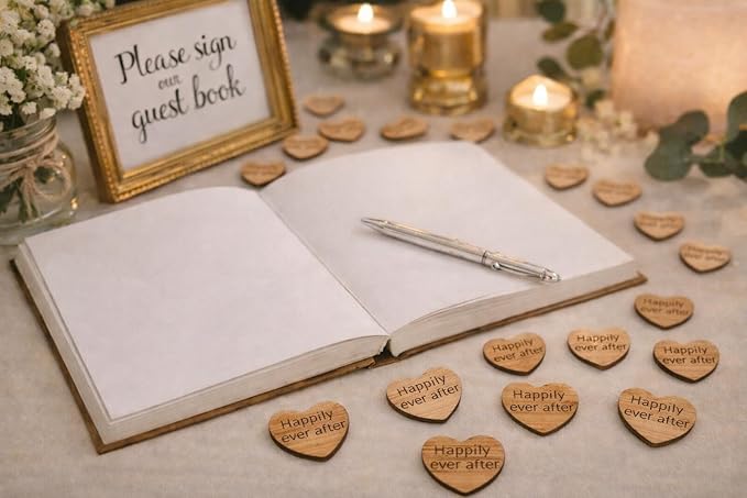Wooden Heart Confetti ~ Happily Ever After ~ Wood Hearts, Wood Confetti Engraved Love Hearts- Rustic Wedding Table Scatter (100 count)