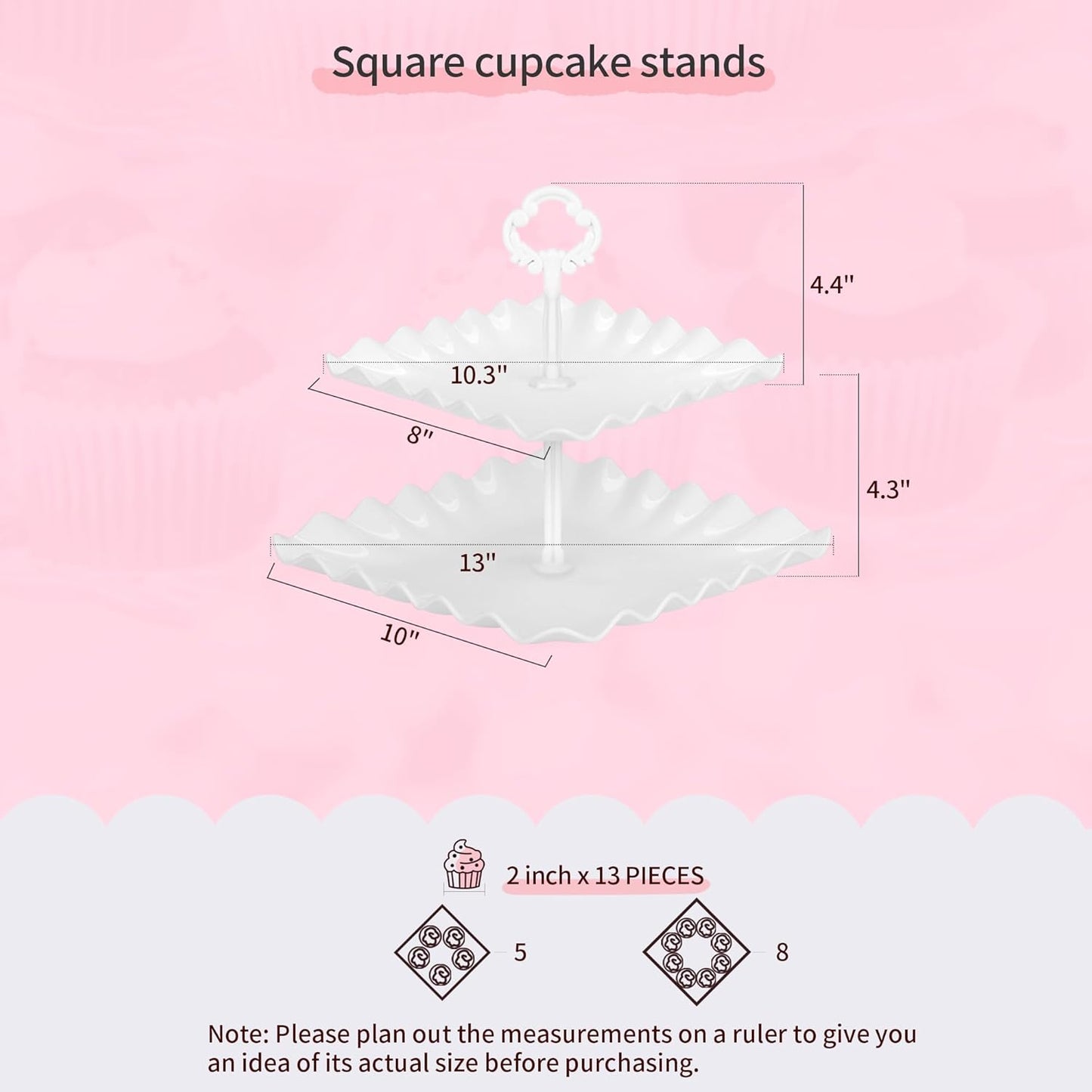 Pack of 10 NWK Dessert Stand Set with 2X Large 2-Tier and 2X Large 3-Tier Cupcake Stands, 4 x Appetizer Trays, 2 x Cake Pop Stands, for Birthday Baby Shower Party Decorations