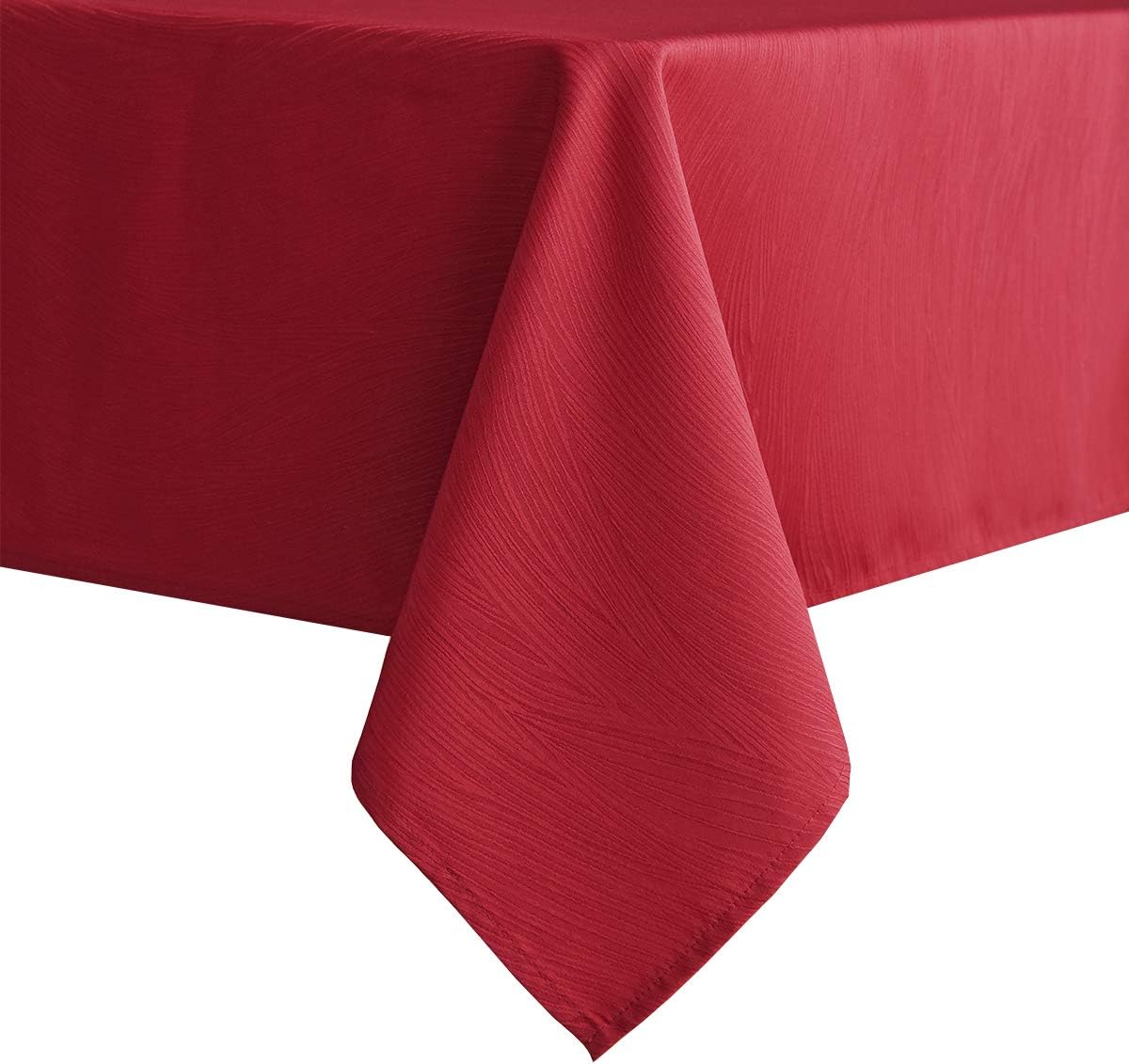 maxmill Jacquard Table Cloth Waving Pattern Water Proof Wrinkle Free Heavy Weight Soft Tablecloth Decorative Fabric Table Cover for Outdoor and Indoor Use Rectangular 60 x 104 Inch Red