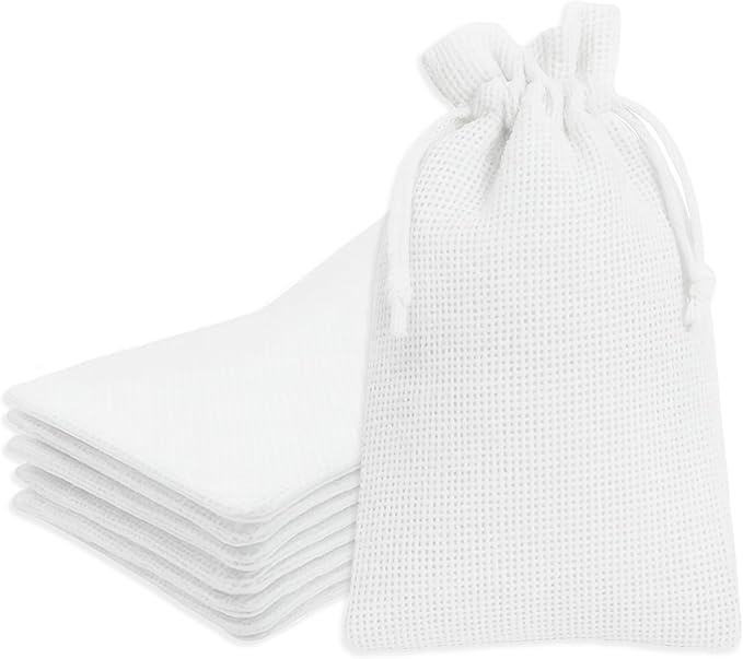 Mandala Crafts 10X14 Inch White Burlap Drawstring Gift Bags for Favors - 20 Large Linen Sacks Gift Pouches for Candy, Coffee, Jewelry, Wedding, and Party Supplies