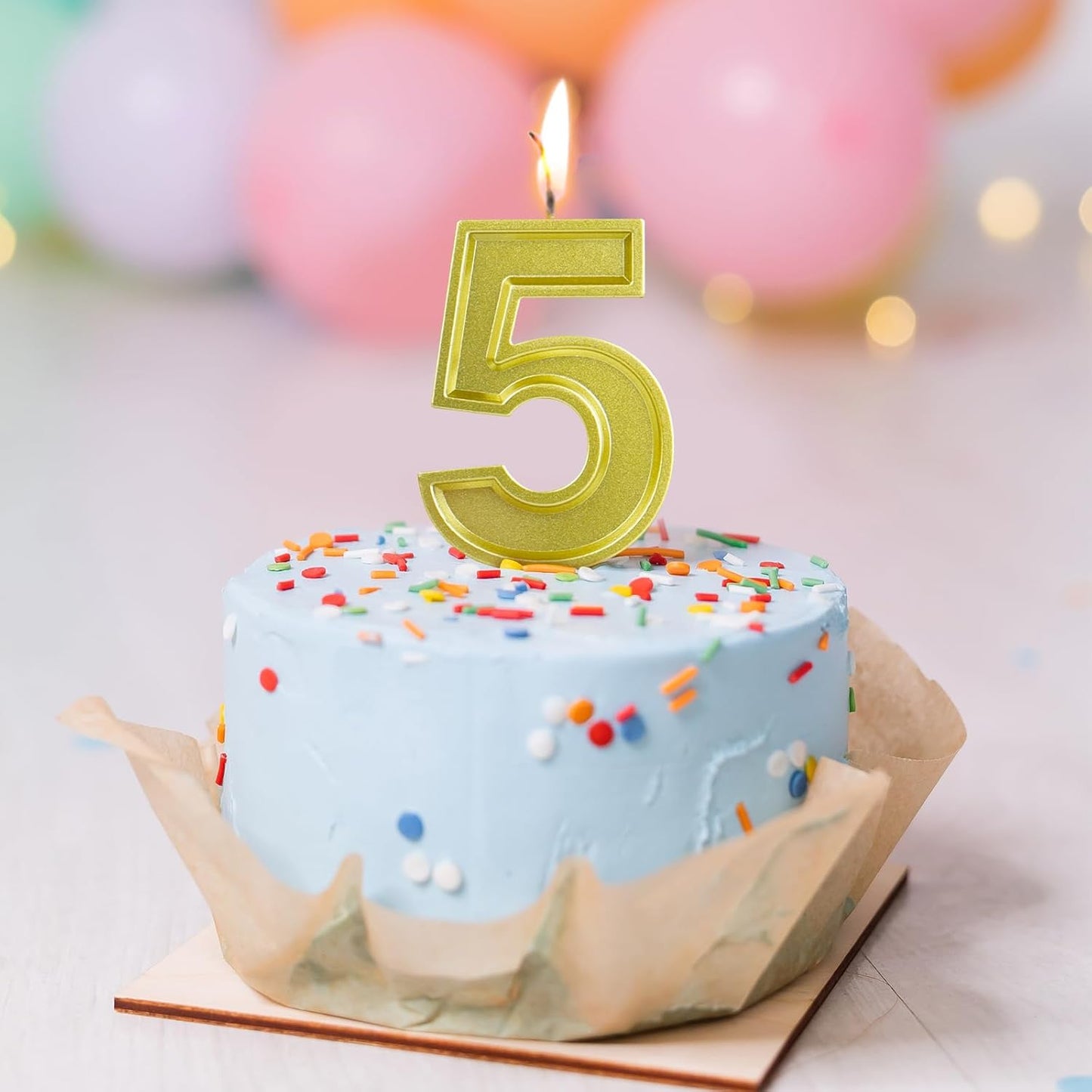 BEAN LIEVE Gold Birthday Candles Number 5, Gold Number Candles, Cake Number Candles for Birthday Parties and Wedding Anniversary Celebrations