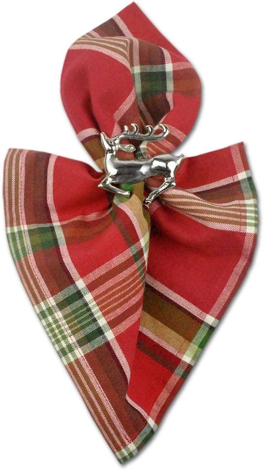 DII Christmas Thanksgiving Holiday Tabletop Décor Collection Decorative Napkin Ring Holder Set, 2.5" Diameter, Silver Reindeer, 6 Piece