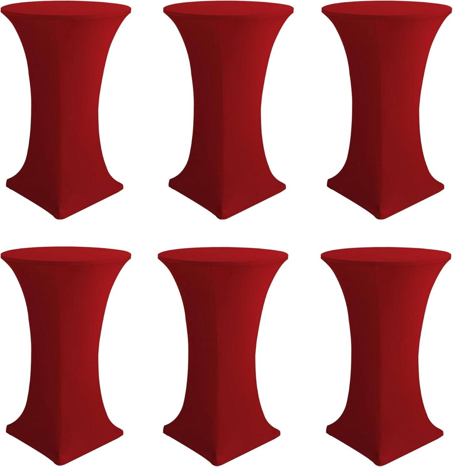Cocktail Table Covers-Spandex Round High Top Table Cloths 6 Pack 32x43 Inch-Red Stretch Fitted Bar Tall Tablecloth for Pub Bistro Highboy Party Event Banquet Height Folding Satnding Tables