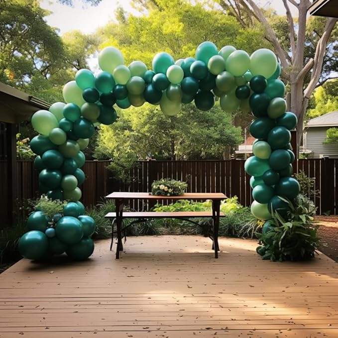 RUBFAC 120pcs Balloons for Birthday Baby Shower Graduation Anniversary Wedding Party Supplies Garland Arch Decoration,12 Inches,Dark Green