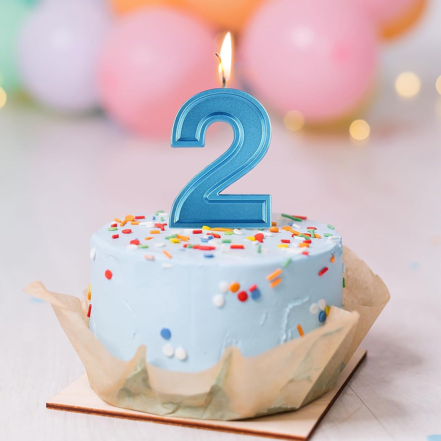 BEAN LIEVE Blue Birthday Candles Number 2, Blue Number Candles, Cake Number Candles for Birthday Parties and Wedding Anniversary Celebrations