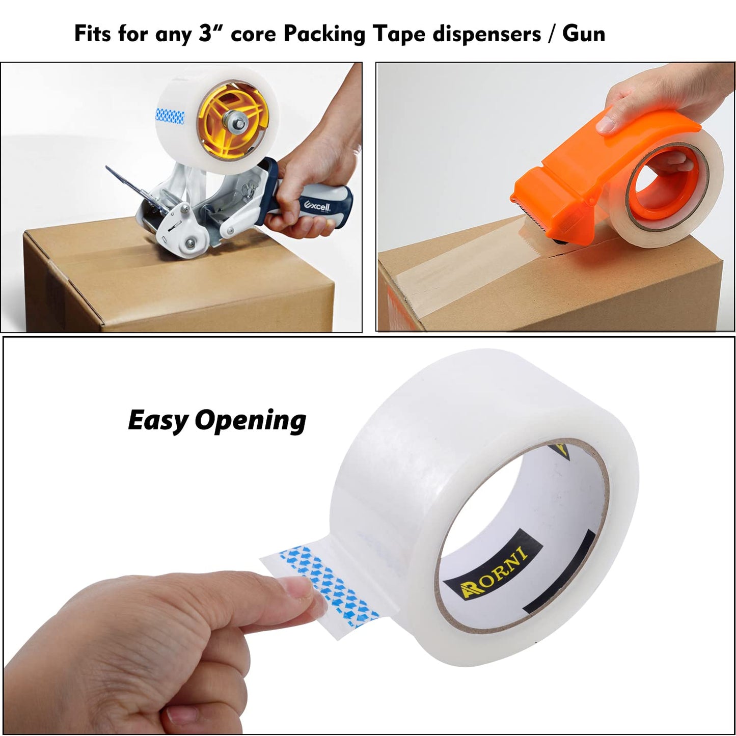 Clear Packing Tape Heavy Duty Refill Rolls Sealing Great for Packing Box Shipping and Moving Supplies Packaging 36 Rolls 1.88" x 65 Yards 3" Core 2.7 Mil Thick Adhesive
