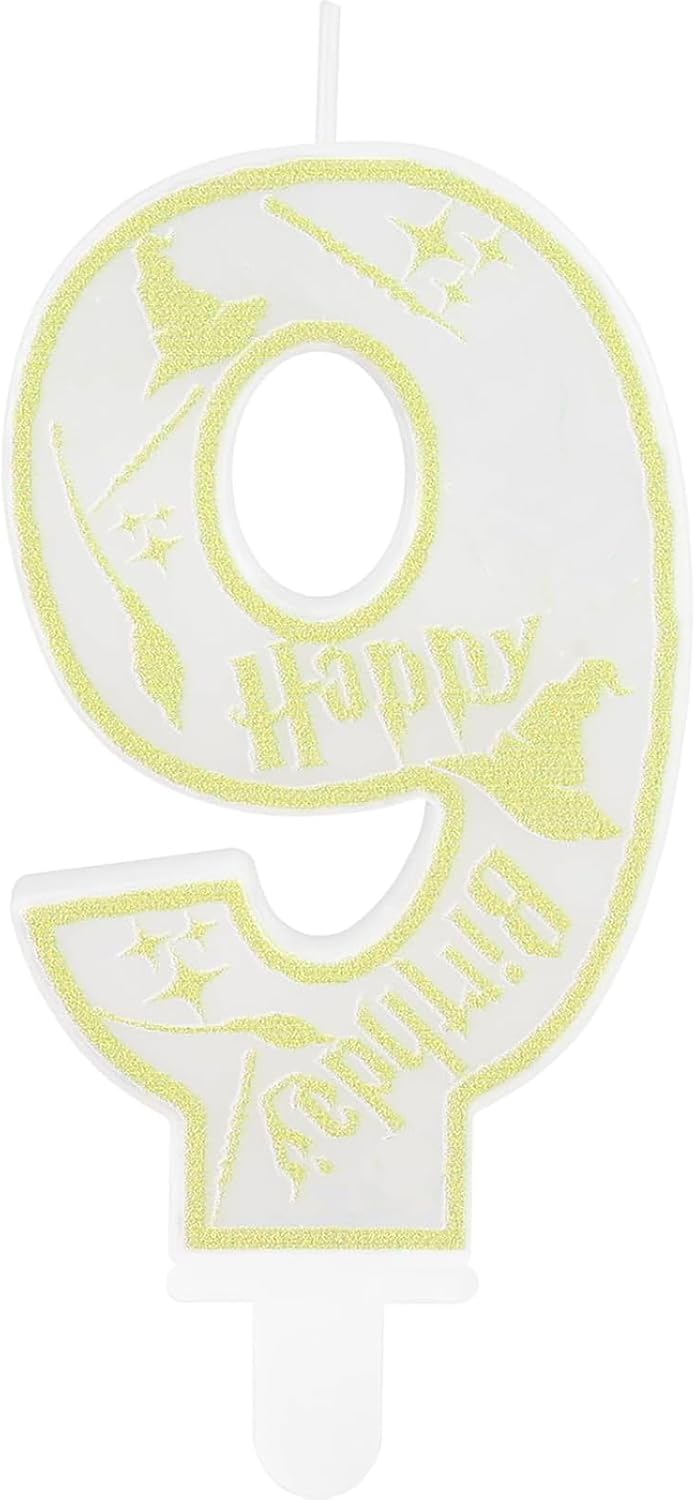 Magical Wizard Party Birthday Candles Number 9 Candle Cake Topper Wizard School Themed Happy 9th Birthday Cake Decorations for Boys Girls Kids Party Favors Supplies Decorations Gifts