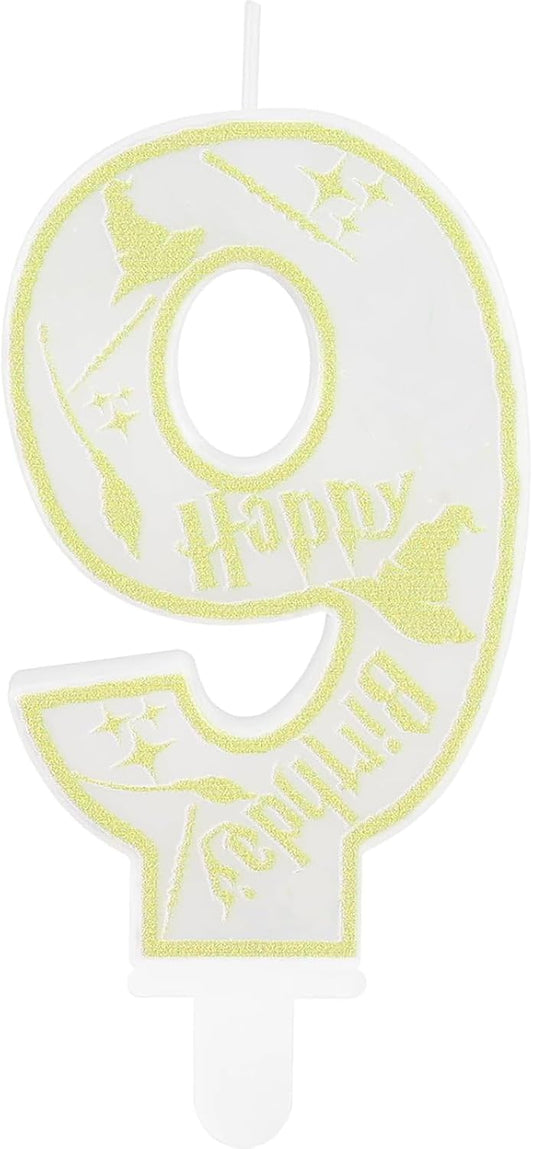 Magical Wizard Party Birthday Candles Number 9 Candle Cake Topper Wizard School Themed Happy 9th Birthday Cake Decorations for Boys Girls Kids Party Favors Supplies Decorations Gifts