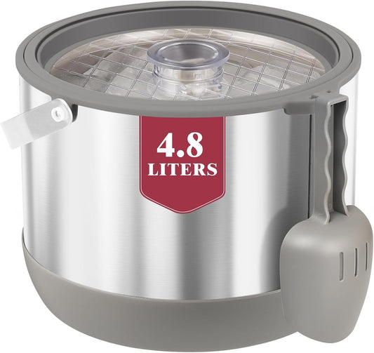 5Quart/4.8L Insulated Ice Bucket with Scoop & Lid, Double-Wall Ice Bucket,Large Party Bucket BPA Free for Cocktail Bar, Champagnes (Gray)