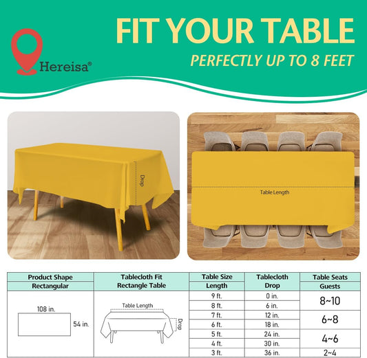 Disposable Ivory Plastic Tablecloth 54x108 Inch, 10-Count Waterproof Rectangle Table Cover for Events, Catering