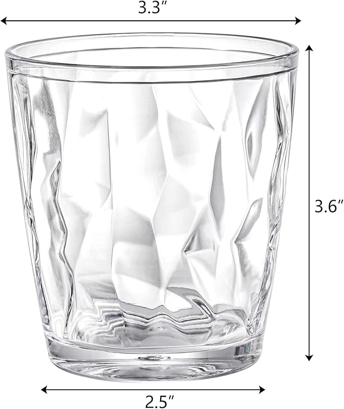 Hedume 9 Pack 10-ounce Plastic Water Tumblers, Transparent Drinking Glasses, Clear Acrylic Reusable Juice Wine Cups Stackable for Home, Picnic Party