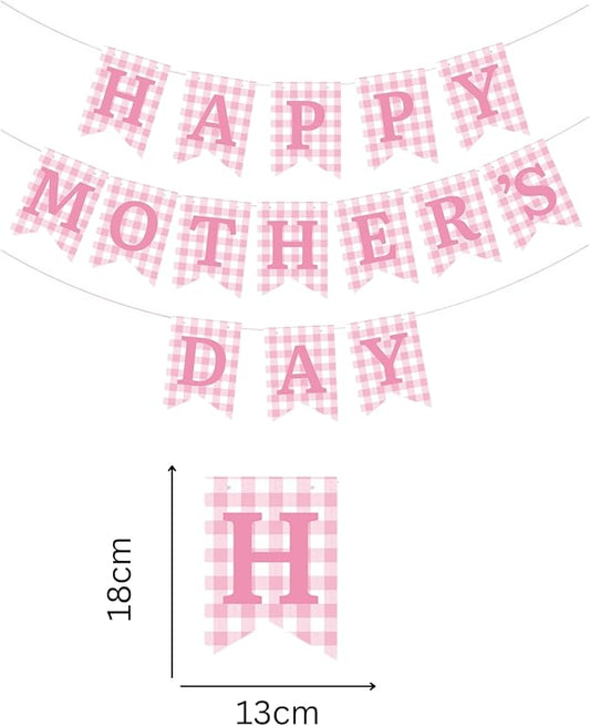 Happy Mother's Day Banner Set Decoration for Mother's Day Party Decorations Backdrop Garland for Mom Mother's Day Glitter Garland Photo Props (Pink)