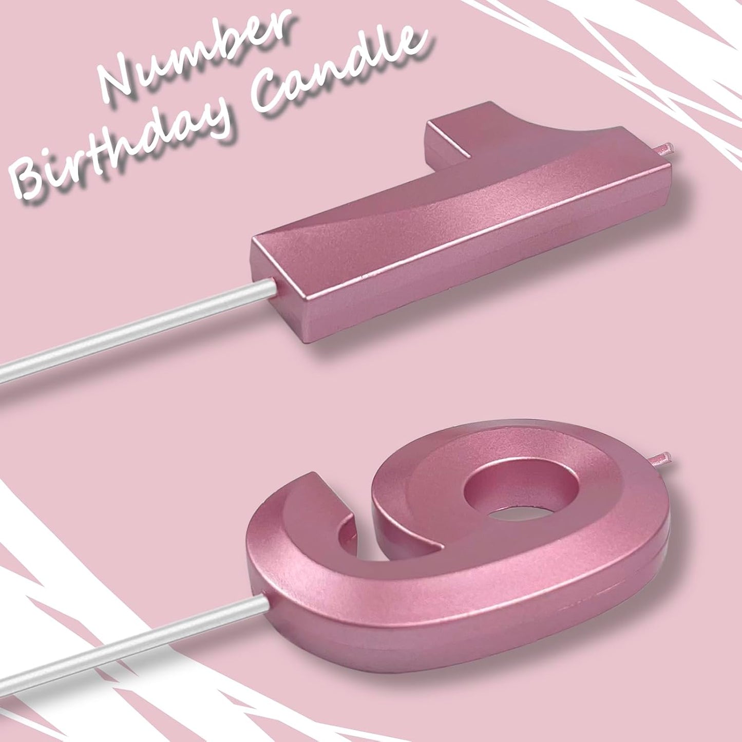 Pink Number 19 Candles, 3D Diamond 2.76 Inch Cake Topper Birthday Candles for Wedding Anniversary Cake Decorations, Happy Birthday Party Decorations