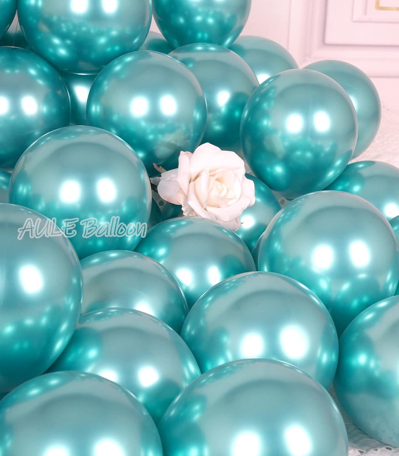 AULE Metallic Green Balloons 5 inch 50 Pcs Teal Green Latex Balloons Chrome Helium Shiny Thicken Balloon Perfect Party Decoration for Wedding Birthday Baby Shower Graduation Christmas Carnival