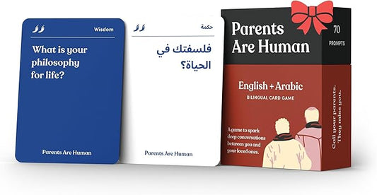 Parents Are Human, Relationship Cards, Get to Know Each Other Better, Parents, Families, Teens & Kids Relationship Building, Light & Deep Questions, 70 Questions & Activity Cards, English + Arabic