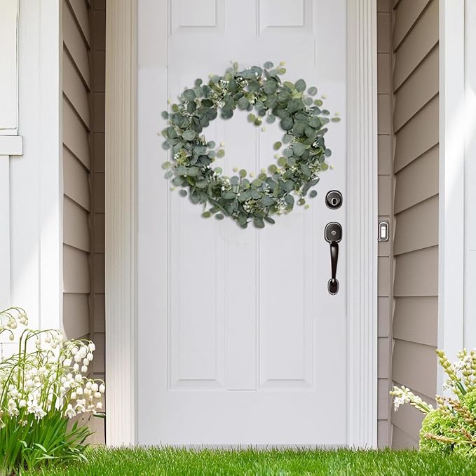 2 Pcs Eucalyptus Garland with White Gypsophila,5.9FT Artificial Greenery Garland Fake Vines Eucalyptus Garland for Wedding Centerpiece Table Party Indoor Outdoor Wall Decor