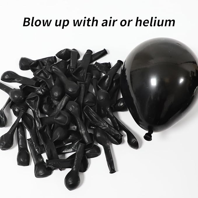 RUBFAC 120pcs Balloons for Birthday Baby Shower Graduation Anniversary Wedding Party Supplies Garland Arch Decoration,5 Inches,Black