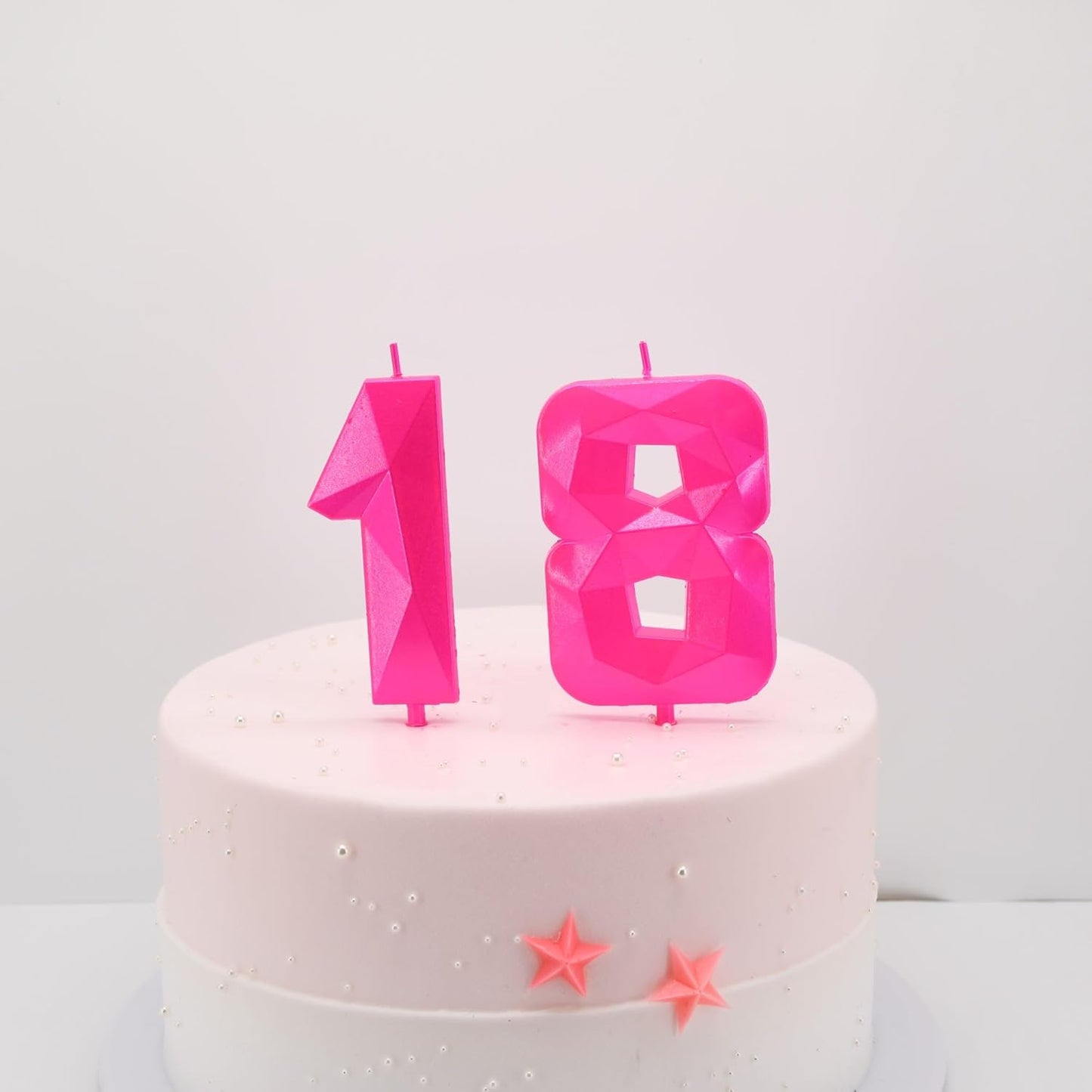 DERVENTA Large Birthday Candle Number 3D Pink 3.7 inch Party Celebration Anniversary Decoration Cake Topper 1 Piece (Number 18 Pink)