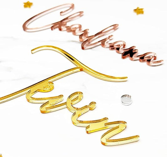 Custom Acrylic Cake Name Plaque Plate| Custom Cake Name Sign | Acrylic Name Cake Topper | Wedding Place Card | Customizable Cake Topper Decoration for Birthday,BabyShower,Wedding