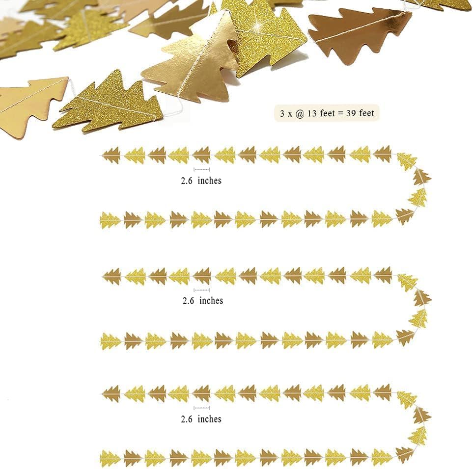 Cheerland Gold Tree Decoration Garland for Woodland & Christmas Tree Golden Decorations Hanging Streamer for Xmas Parties New Year Baby Showers Birthdays & Holiday Backdrops