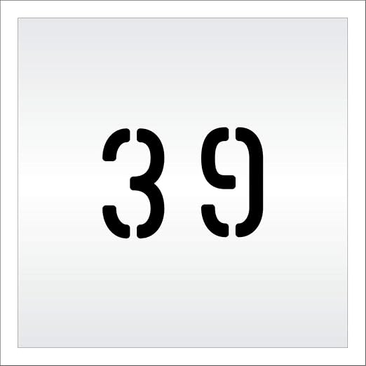 Pavement, Curb, and WheelStop Stencils - 4 inch Double Number Stencil - (39) - 4" x 5.5" x 1/8" (128 mil) - Pro-Grade