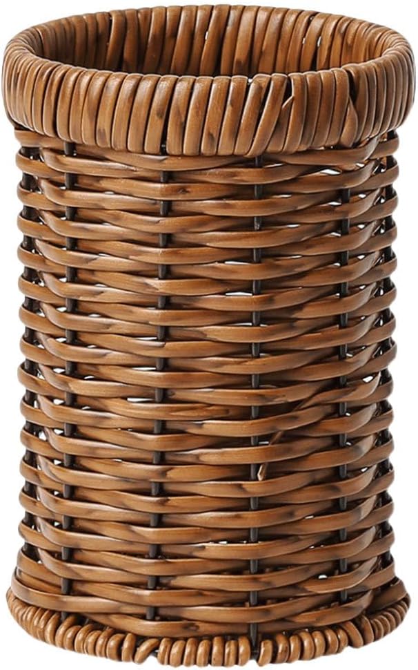 Cabilock Woven Cutlery Holder Utensil Organizer Basket for Kitchen Countertop Tabletop Storage 6.14X4.09X4.09 Inch Lightweight Portable Chopstick Tube for Dining Buffet Party