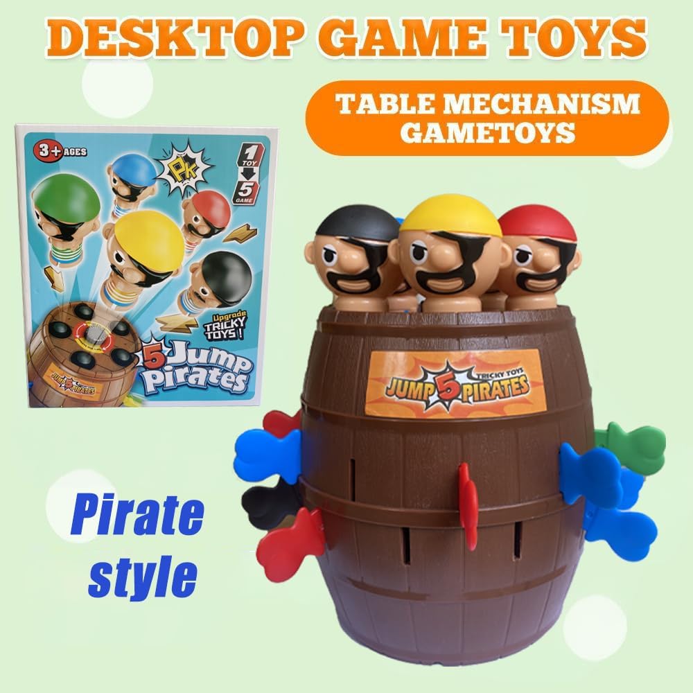 Oversized Pirate Board Game-with 5 Colorful Pirate Figures, Fun and Tricky Surprise Toys for Kids Ages 3+, Girls and Boys Toys - 2-4 Players