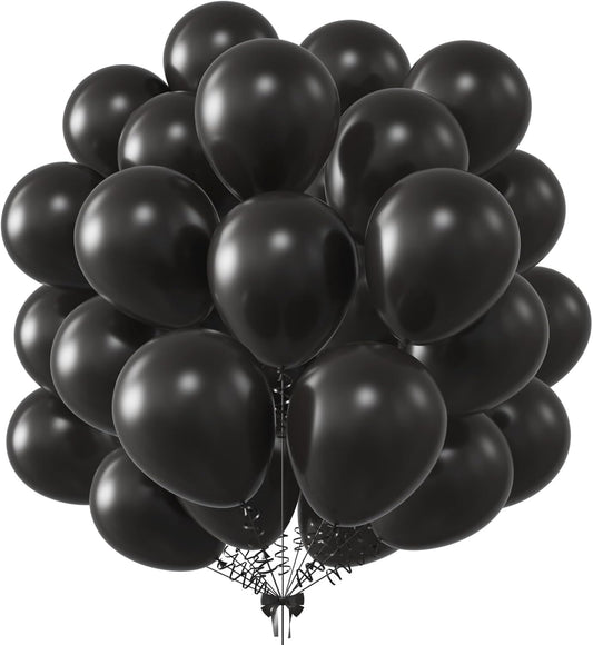 KALOR 10 Inch Black Balloons, 100 Pcs Latex Helium Balloons for Kid's Birthday Party Baby Shower Wedding Graduation Graduation Party Decorations