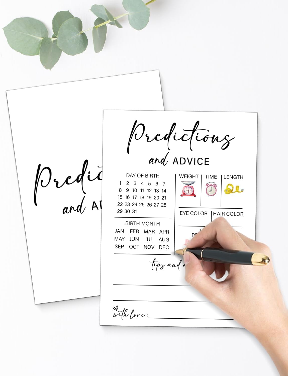 Baby Shower Game - Baby Shower Predictions and Advice Cards for New Parents - Gender Reveal Games - 20 Minimalist Game Cards -Gender Neutral Boy or Girl