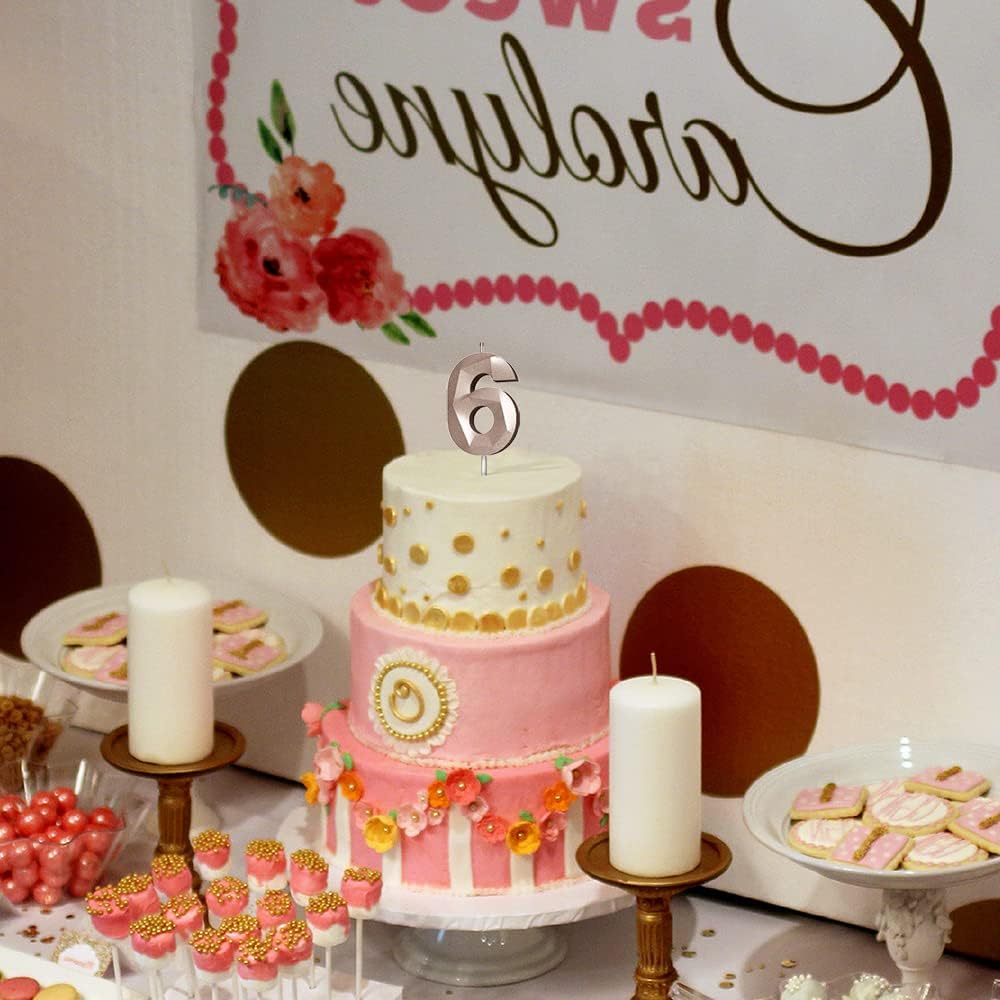 Number Birthday Candles(3 Candle Rose Gold) 3D Diamond Shape Number Happy Birthday Cake Candles for Birthday Party Wedding Decoration Reunions Theme Party