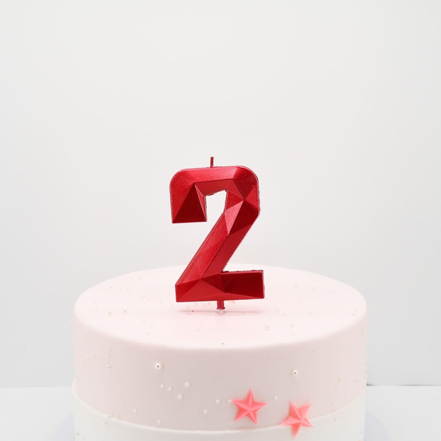 DERVENTA Large Birthday Candle Number 3D Red 3.7 inch Party Celebration Anniversary Decoration Cake Topper 1 Piece (Number 2 Red)