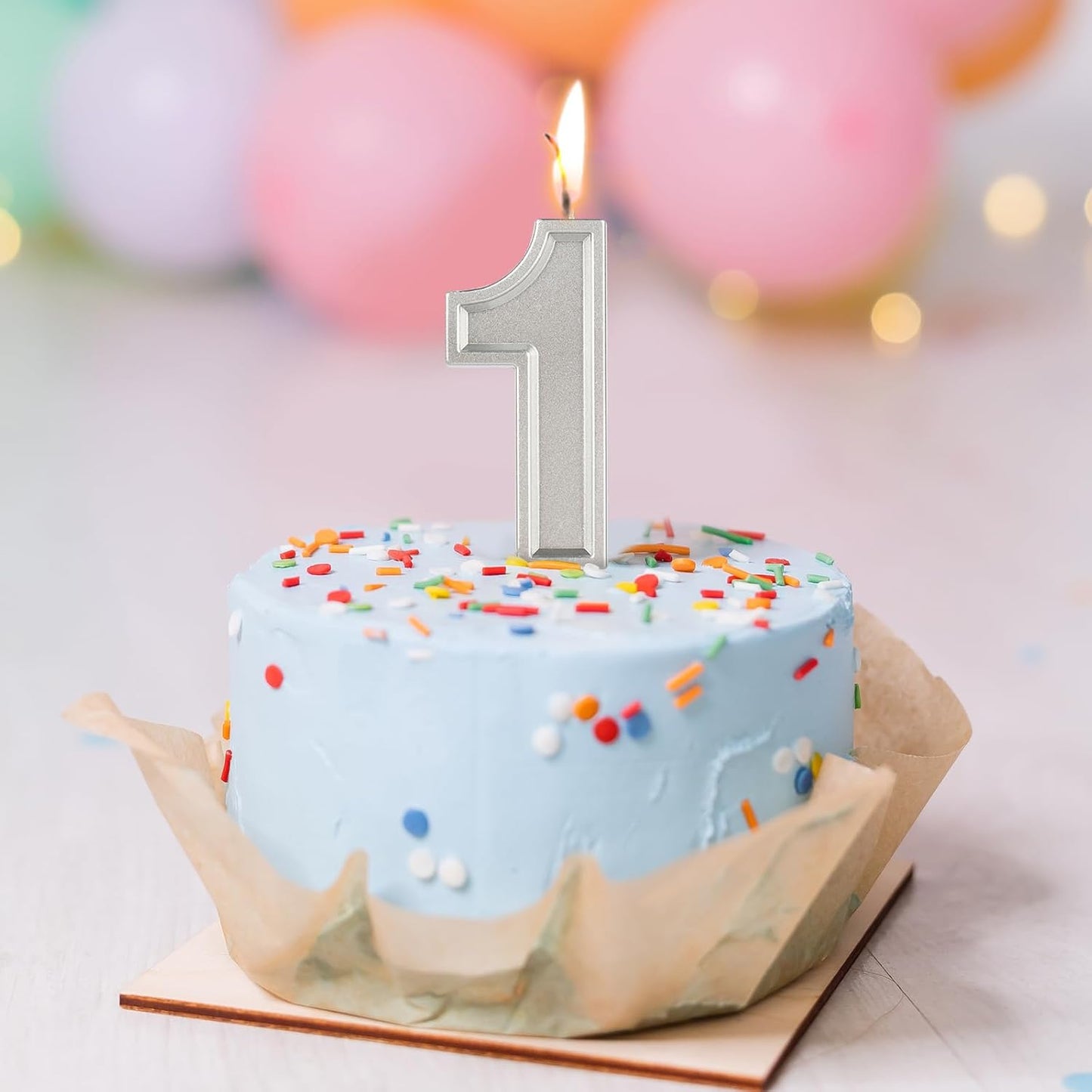 BEAN LIEVE Silver Birthday Candles Number 1, Silver Number Candles, Cake Number Candles for Birthday Parties and Wedding Anniversary Celebrations