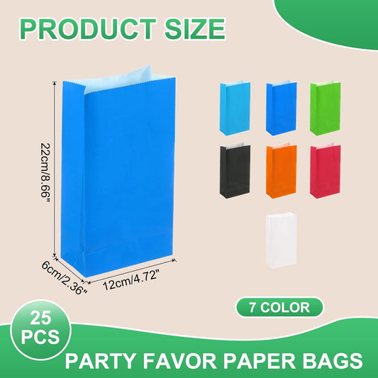PATIKIL Party Favor Bag, 25 Pcs 8.7x2.4x4.7 Inch Mini Paper Candy Bags Gift Treat Celebration Halloween Goody Birthday Wedding Party with Stickers, Navy Blue