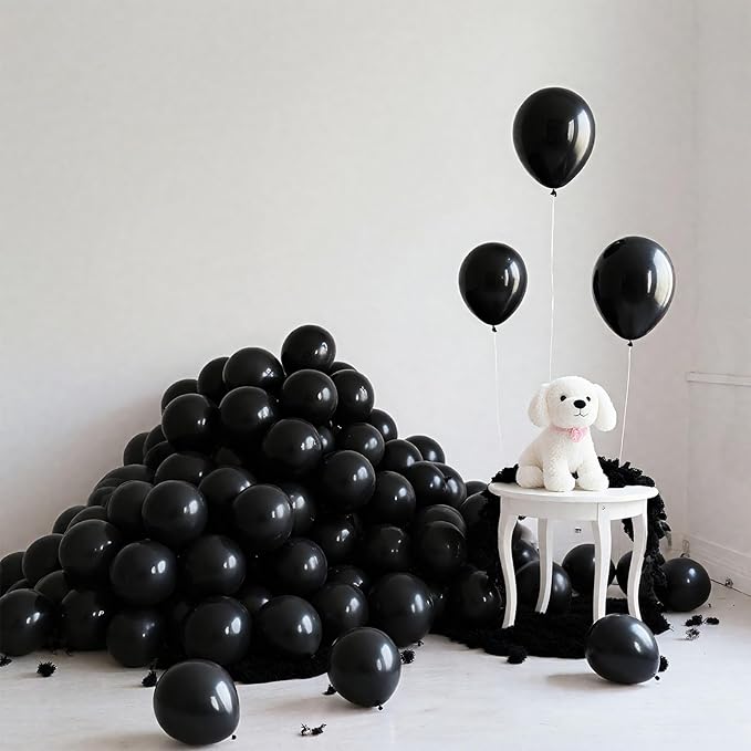 160pcs 5 inch Black Balloons - Small Latex Ballons Bulk Party Balloons, globos negros, Halloween Decorations, Black Birthday Decorations, Retirement Party Supplies