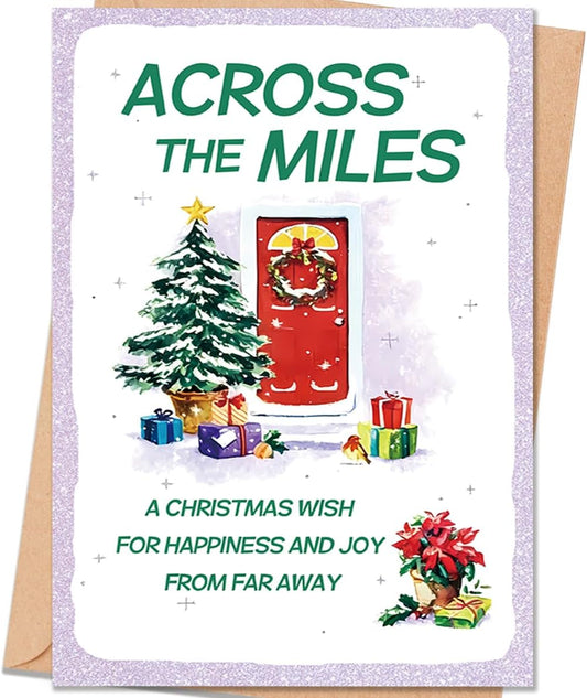 Funny Christmas Card Gift for Women Men, Across the Miles Christmas Card for Family and Friends