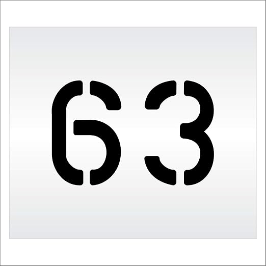 Pavement, Curb, and WheelStop Stencils - 6 inch Double Number Stencil - (63) - 6" x 9" x 1/8" (128 mil) - Pro-Grade
