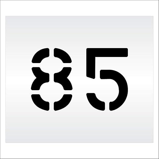 Pavement, Curb, and WheelStop Stencils - 6 inch Double Number Stencil - (85) - 6" x 9" x 1/8" (128 mil) - Pro-Grade