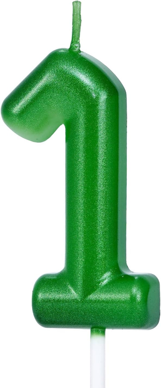 Green Number 1 Birthday Candles, Cake Toppers for Birthday/Baby Shower/Anniversary/Wedding Party Celebrating/Decorating. (Green Number 1)