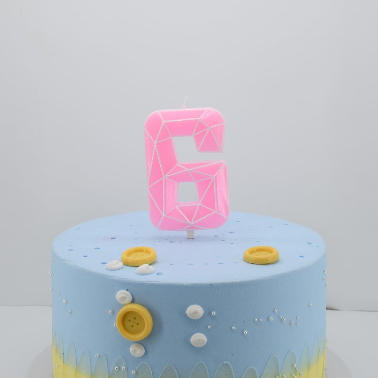 DERVENTA Birthday Candle Big Number 3D Macaron Pink 3.7 inch Party Celebration Anniversary Decoration Cake Topper 1 Piece (Number 6 Macaron Pink)