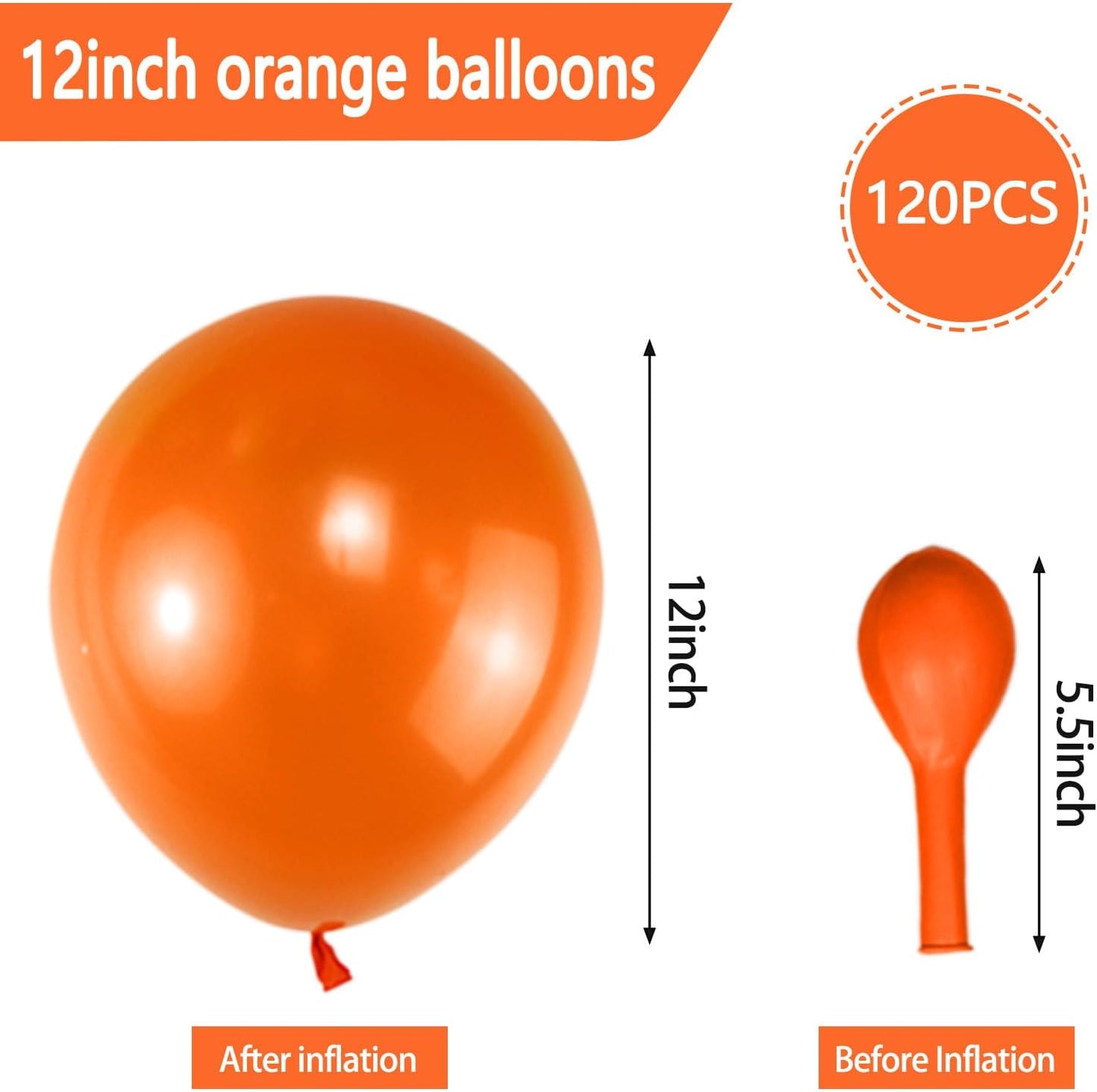 120 Pack Pearl Orange Balloons, Bright 12 inch Royal Orange Latex Party Balloons for Birthday Wedding Baby Shower Halloween.