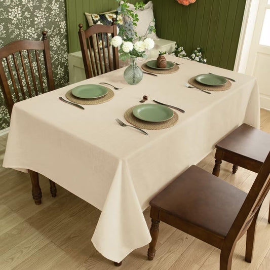 Natural Linen Rectangle Tablecloth, 2 Pack Slubby Textured Fall Lightweight Table Cloth 60 x 84 Inch, Water Resistant Stain Resistant Farmhouse Burlap Table Cover for Kitchen Dining Room