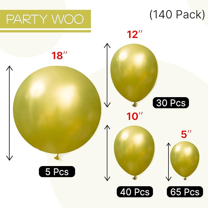 PartyWoo Metallic Lime Green Balloons 140pcs Different Sizes Pack of 18 12 10 5 Inch Metallic Light Pastel Green Balloon Arch Kit for Spring Forest Theme Birthday Tea Party Decorations Green-G109