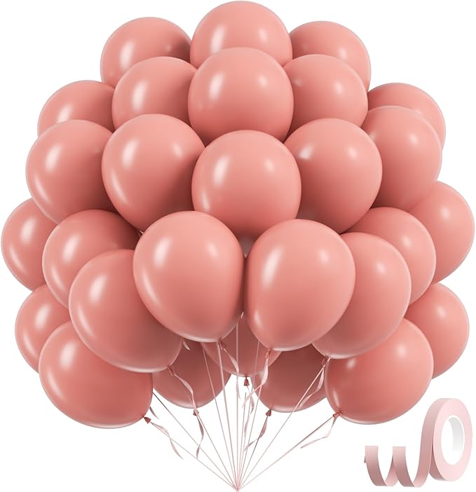 Dusty Pink Balloons 12 inch, Dusty Rose Latex Balloons 50pcs Party Balloon for Boho Wedding Baby Shower Gender Reveal Birthday Party Decorations